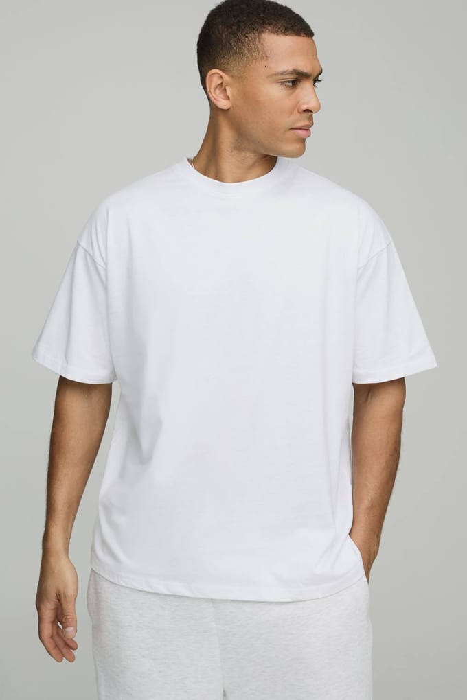 Essential Oversized Crew Neck T-Shirt | White | Size XS