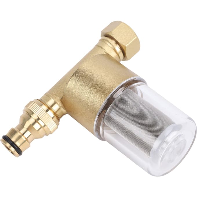 40 Micron Herbruikbaar Sedimentfilter PP Messing Inline Waterfilter voor Wasmachine Douche Tuinslangen beige