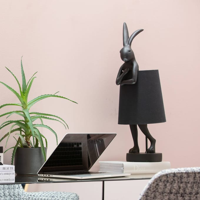 Kare Design - Tafellamp - Dierenlamp Konijn - zwart/zwart