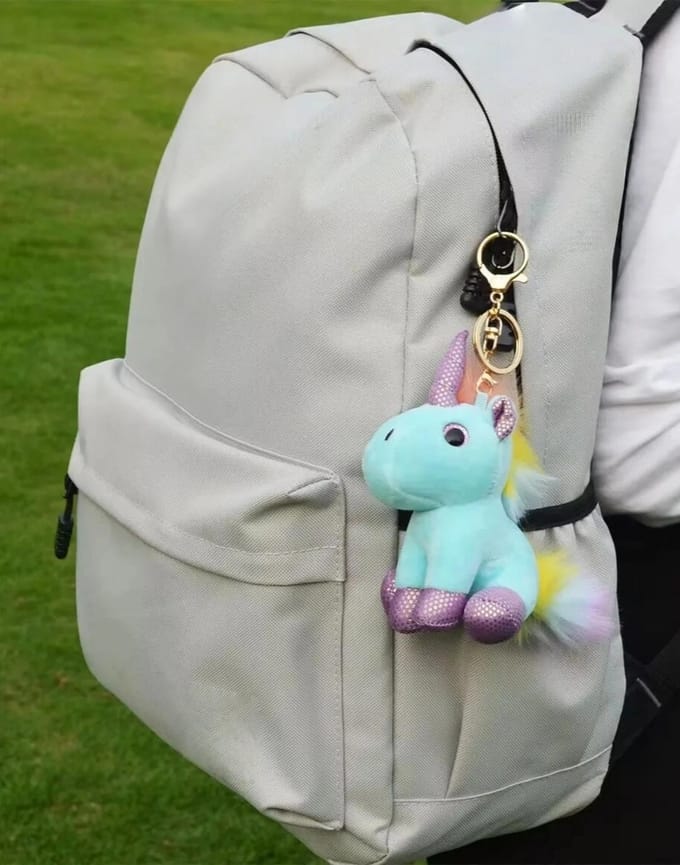 Porte-clés Peluche Licorne Kawaii Poupée Peluche Cheval Pendentif Sac 12CM white