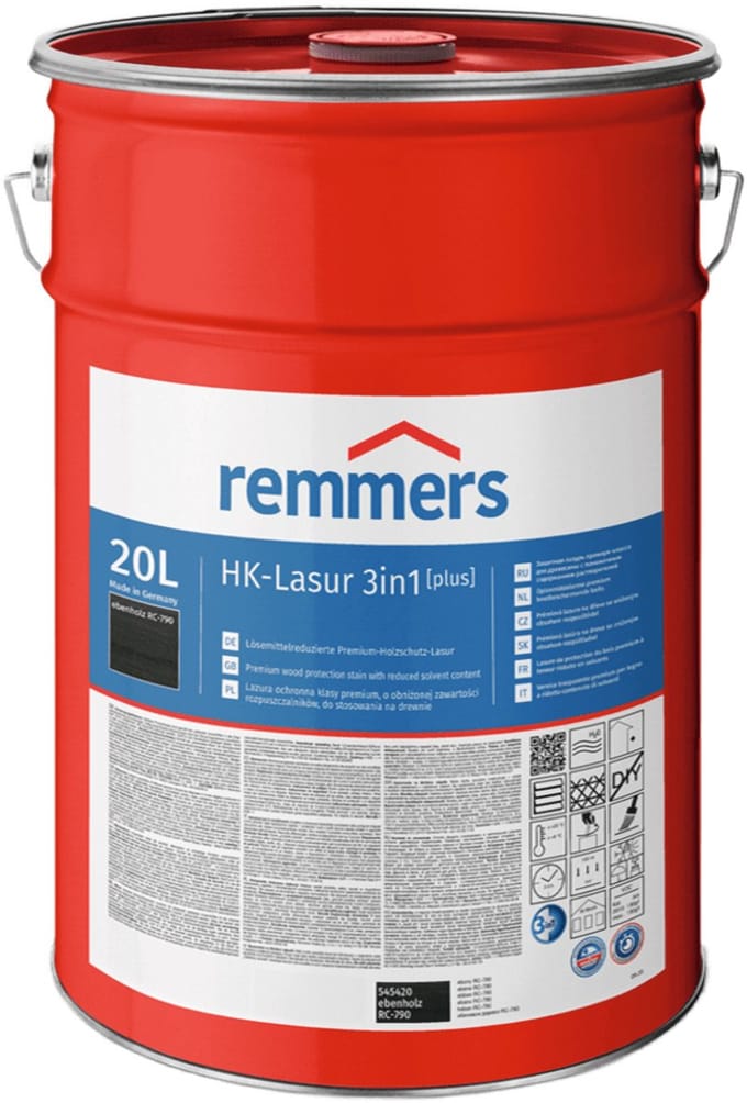 Remmers - HK 3in1 glazuur [plus] 20 l, ebbenhout