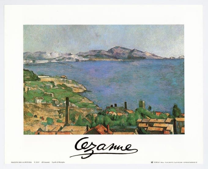 Mini kunstposter - De Golf van Marseille - Paul Cezanne - 24x30 cm