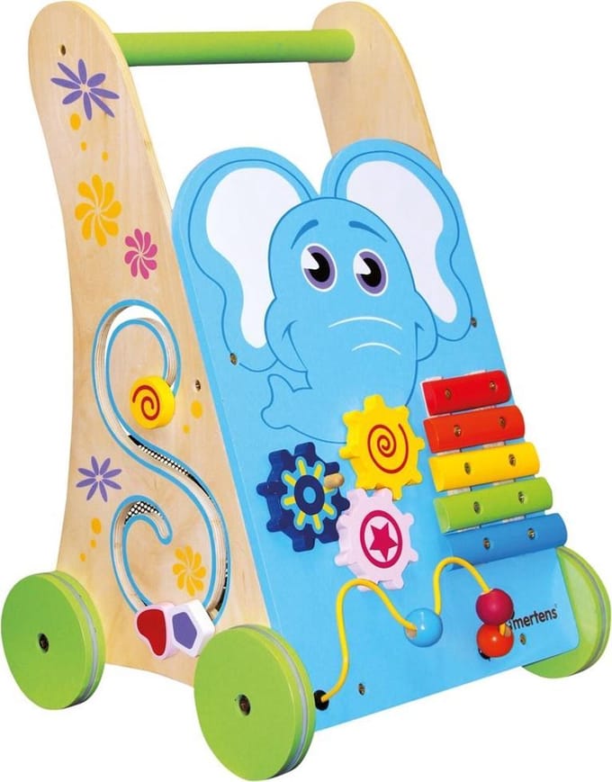 Bino-Mertens houten Activity Walker Olifant