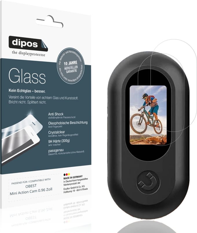 dipos – 2x Pantserfolie geschikt voor OBEST Mini Action Cam 0.96 Zoll | 9H Screenprotector