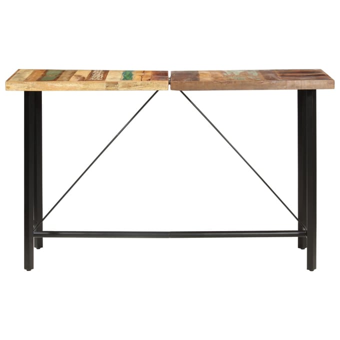 vidaXL - 9-delige - Barset - massief - gerecycled - hout - en - echt - leer