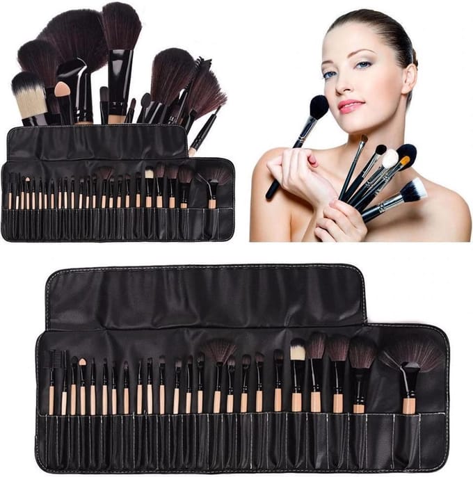 Professionele make-up kwasten set in etui - 24-delig