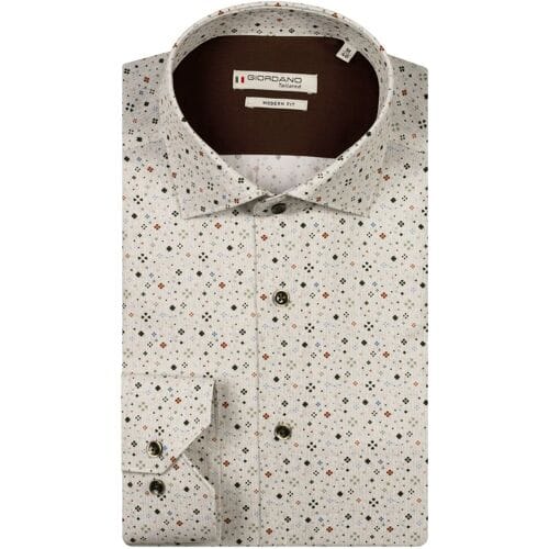 Giordano Overhemd Maggiore Fine Twill Allover Graphic Pattern Groen / male
