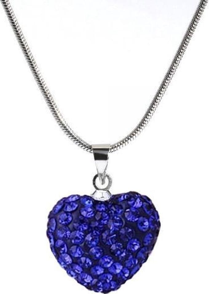 Fako Bijoux® - Ketting - Disco Dots - Hart - Donkerblauw