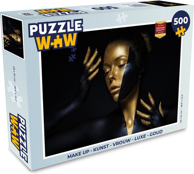 Puzzel Make up - Kunst - Vrouw - Luxe - Goud - Legpuzzel - Puzzel 500 stukjes