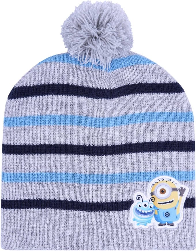 Grijze, warme muts met strepen Minions