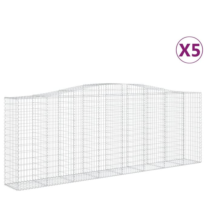 vidaXL - Schanskorven - 5 - st - gewelfd - 400x50x140/160 - cm - ijzer