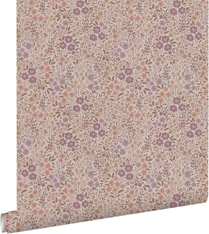 ESTAhome behang bloemetjes mauve paars - 53 cm x 10.05 m - 131458