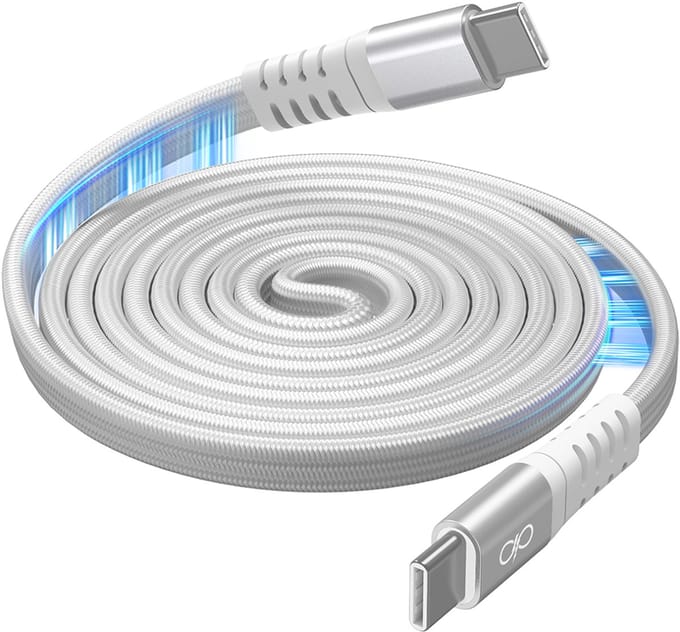 Force Case, Magnetische Platte USB-C naar USB-C Kabel 60W - Extra Sterk 3A PD - 1.2m, Wit