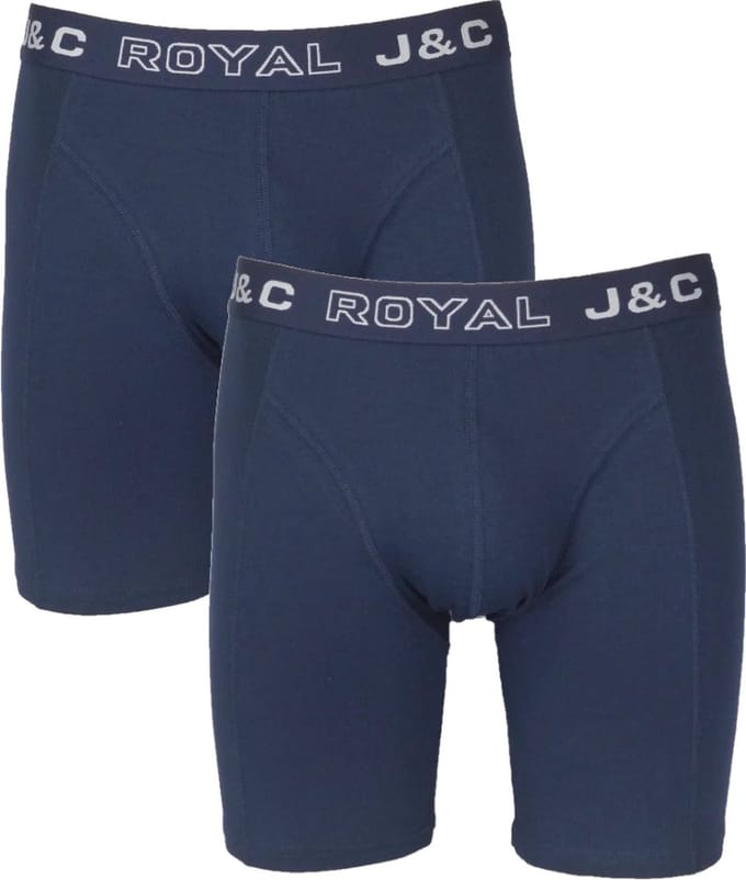 J&C Underwear heren boxershorts - lange pijp - maat L - 2-pack - marine