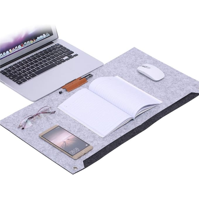 Vilten Bureau Laptop Mat Opbergorganizer Tafelpad Nieuw Lichtgrijs gray