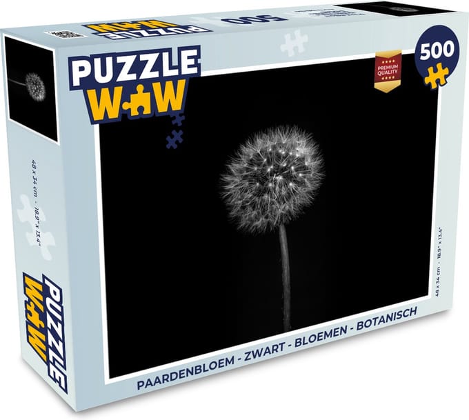 Puzzel Paardenbloem - Zwart - Bloemen - Botanisch - Legpuzzel - Puzzel 500 stukjes