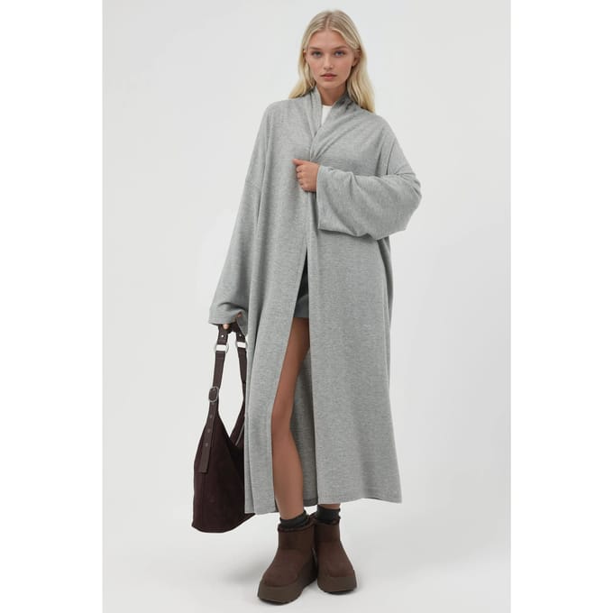 Relaxed Fit Langlijn Open-Front Sjawl Kraag Gebreide Cardigan