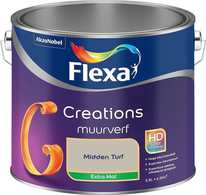 Flexa - Creations Muurverf Extra Mat - Midden Turf - Mengverf - 2,5 L