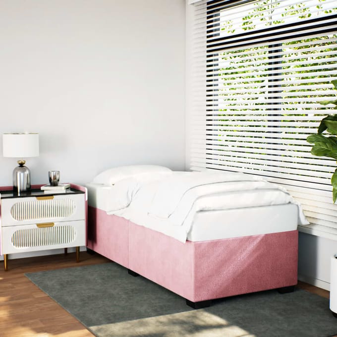vidaXL - Bedframe - fluweel - roze - 90x200 - cm