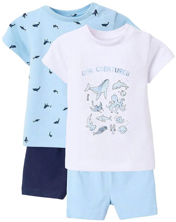 Zippy 3107118501 Korte Mouw Pyjama 2 Eenheden Wit,Blauw 6-9 Months Jongen