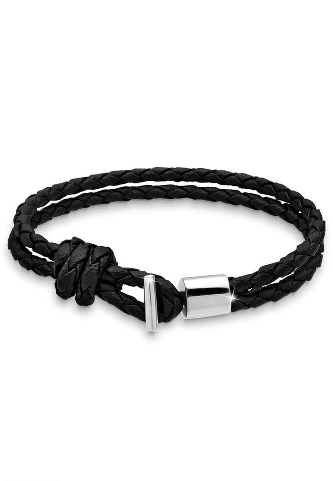 KUZZOI - Armband - Kunstleder Geflochten 925 Silber - Heren
