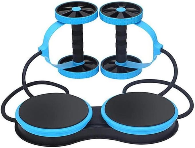 Buikspierroller Abs Wielen - Buikspiertrainer Oefening - Core Training - Stabiele Beweging - 1000 Gram - Blauw