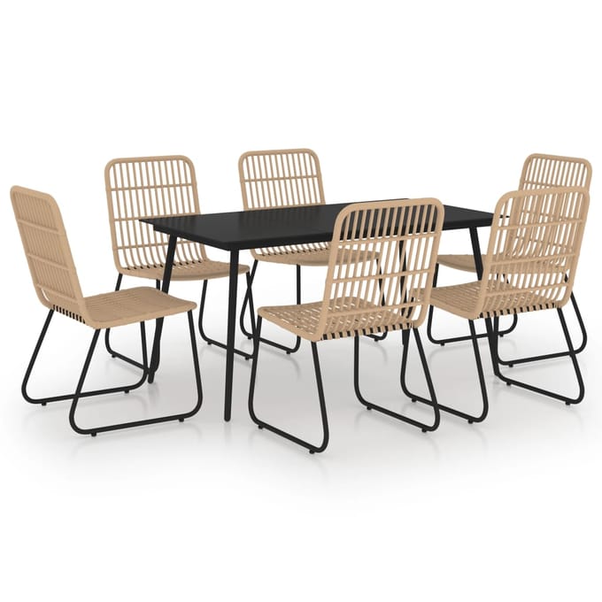 vidaXL - 7-delige - Tuinset - poly - rattan - en - glas