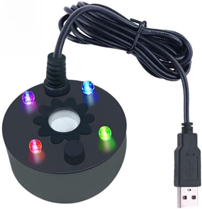 Mistmaker USB - Luchtbevochtiger Vernevelaar - Decoratieve Sfeer - Dynamische LED - 10 cm - Zwart