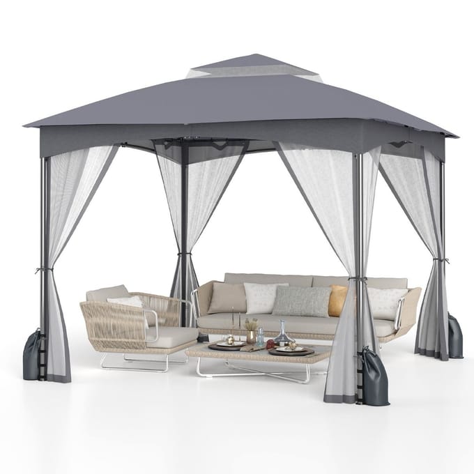Coast Tuinpaviljoen - dubbel dak - muggennet - 3 x 3 m - khaki