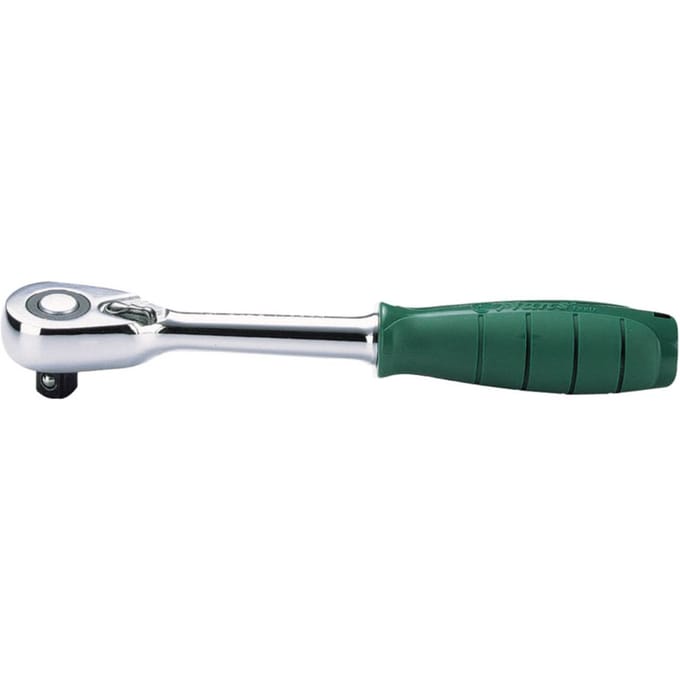 Ratelsleutel 3/8" (10mm) 195mm, 48 tanden, kunststof handvat