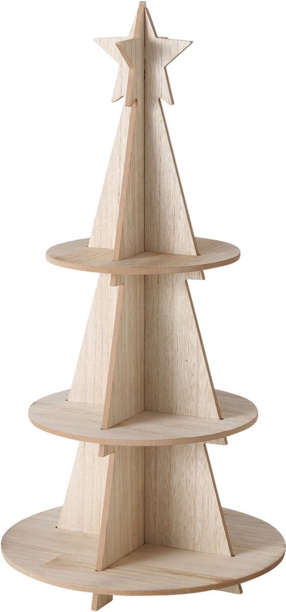 Etagère 3 plateaus hout voor de kerst met ster