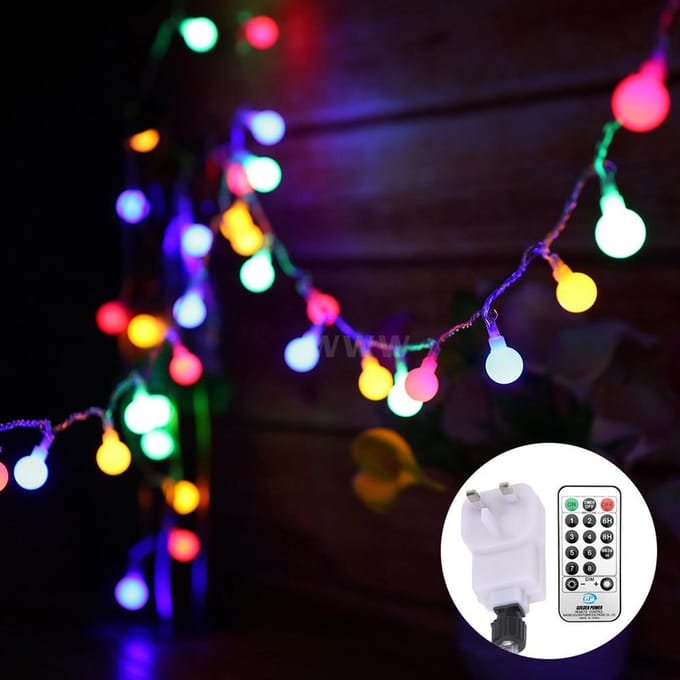 Tomshine 13M / 42.7Ft 3.6W 100LED Globe String Light avec télécommande Multicolore 8 Différents UK Plug blue