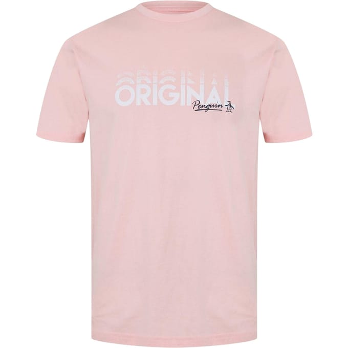 Original Penguin Heren Belettering Crew Hals Regular T-shirt (Roze)
