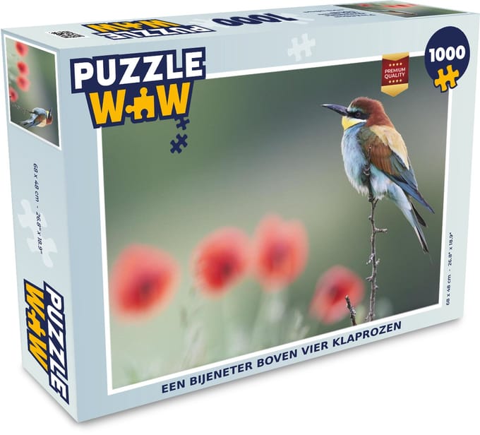 Puzzel Een Bijeneter boven vier klaprozen - Legpuzzel - Puzzel 1000 stukjes volwassenen