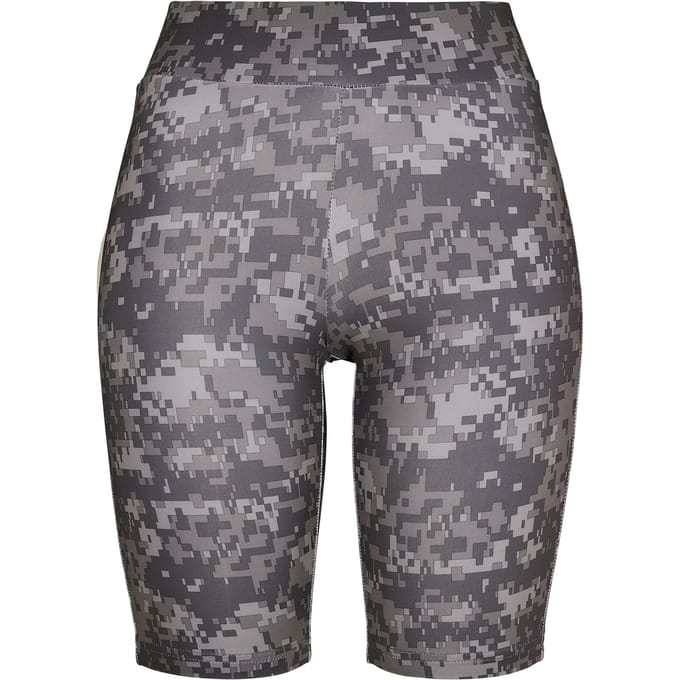 Urban Classics - High Waist Camo Tech Korte cycle broek - S - Zwart/Grijs