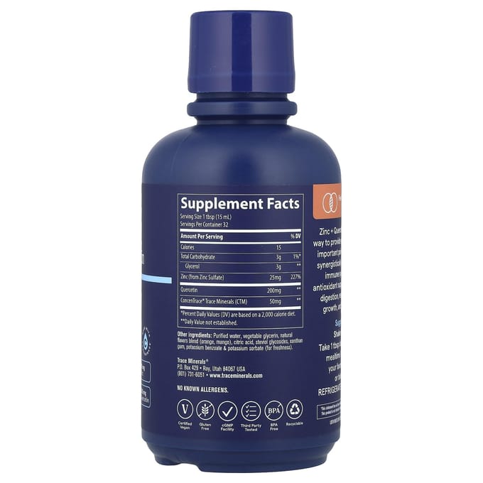 Vloeibare Zink + Quercetine, Sinaasappel Mango, 16 Fl. Oz (473 ml)