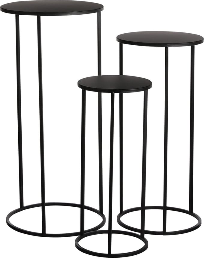 Mica Decorations Quinty Bijzettafel - Set van 3 - H70 x Ø32 cm - Metaal - Zwart