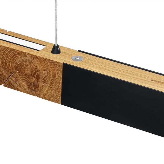 HerzBlut LED hanglamp Lana del nero, hout, dimbaar