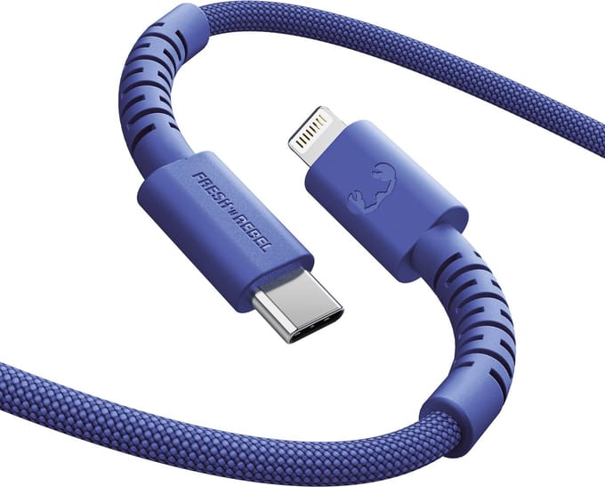 Fresh 'n Rebel FlexWave Oplaadkabel voor iPhone - USB-C – Extra lang (2m) - Siliconen gevlochten kabel - USB-C naar Apple Lightning - True Blue