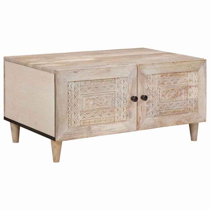 vidaXL - Salontafel - Wit - 80 - x - 54 - x - 40 - cm - Bewerkt - hout