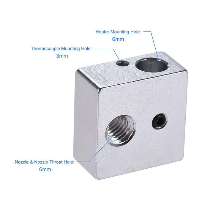 Anet 0,4 mm messing mondstuk extruder printkop + verwarmingsblok hotend + 1,75 mm keelbuizen 6Pcs gray