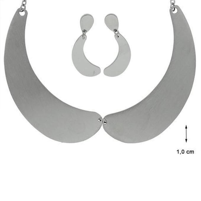 Blinx Jewels Stalen Hanger Design Ketting incl. Oorbellen