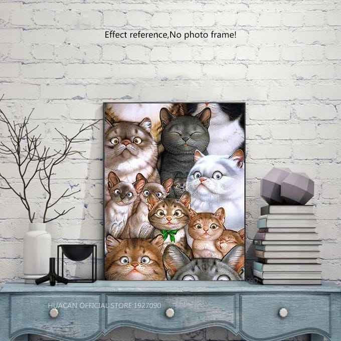 Peinture Diamant Chat Forage Complet Diamant Rond Broderie 5D DIY Image Strass 20X30CM gray