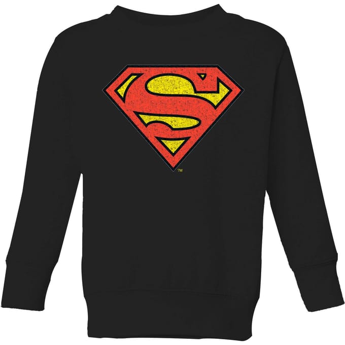 Official Superman Crackle Logo Kids' Sweatshirt - Black - 98/104 (3-4 jaar)