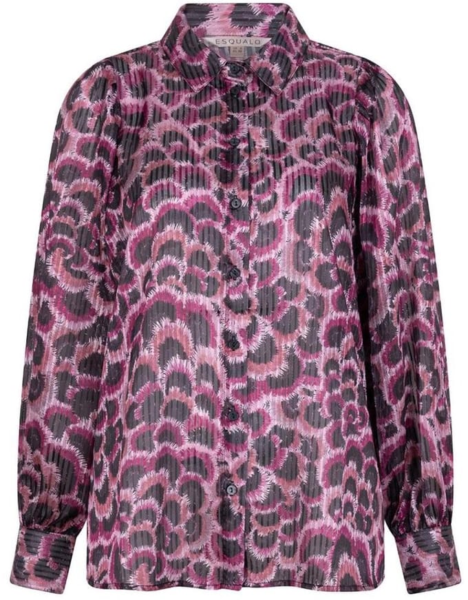 EsQualo Blouse Blouse Basic Feather Flow W25 14701 999 Print Dames Maat - W36