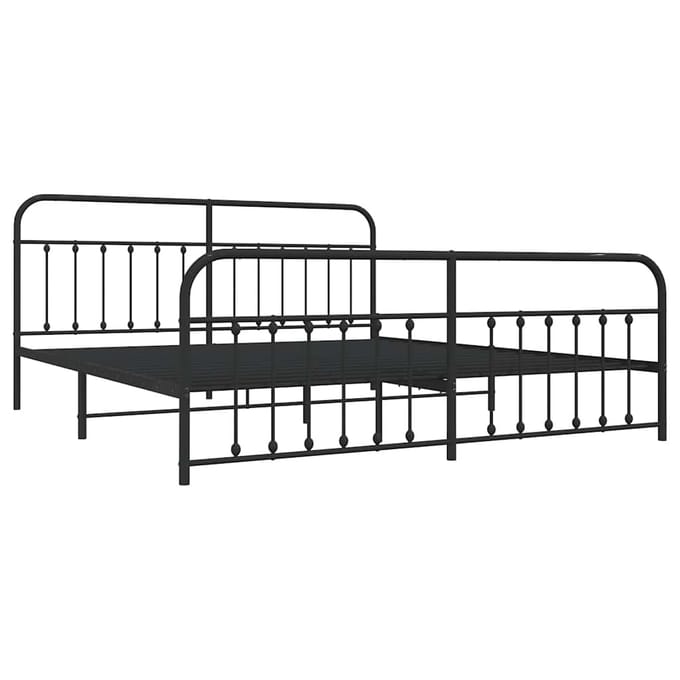 vidaXL - Bedframe - met - hoofd- - en - voeteneinde - metaal - zwart - 200x200 - cm