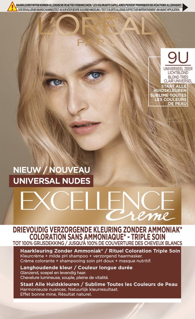 L'Oréal Paris Excellence Universal Nudes 9U - Universeel Zeer Lichtblond - Permanente haarverf