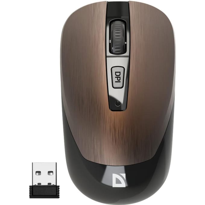 Draadloze muis Defender WAVE MM-995 optisch klikloos silent 1600dpi bruin