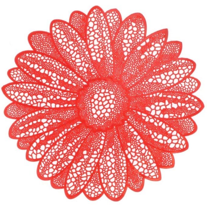 Unique Living placemat flower 38cm Ø red