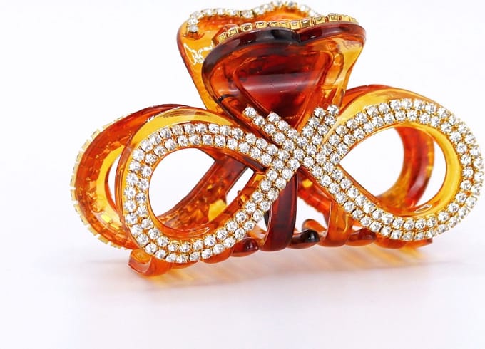Haarklem strikvorm bruin met strass